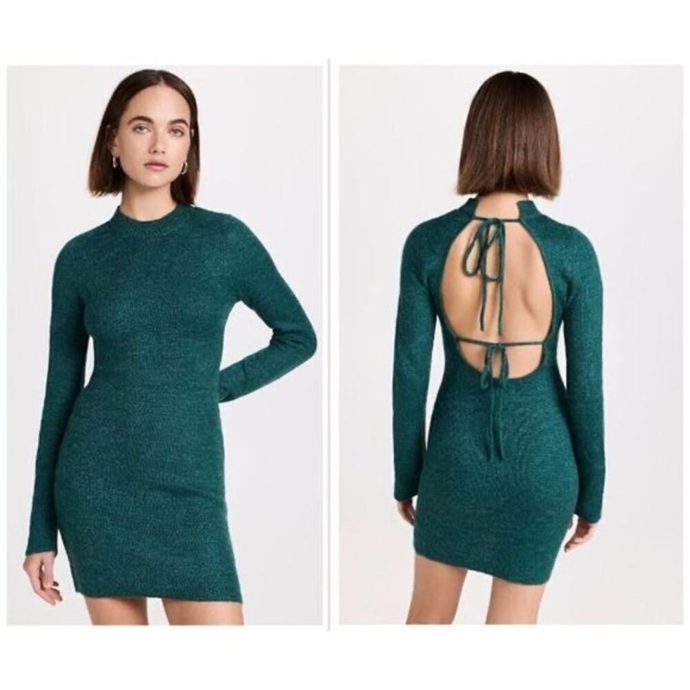 Atoir Miaa Green Long Sleeve Open Back Bodycon Sweater Mini Dress Size 8